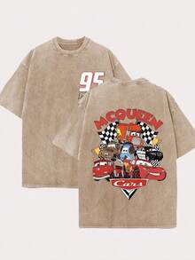 Disney 1pc Cars Series_ Double-Sided Printed T-Shirts For Men And Women - Coffee Brown - View 1