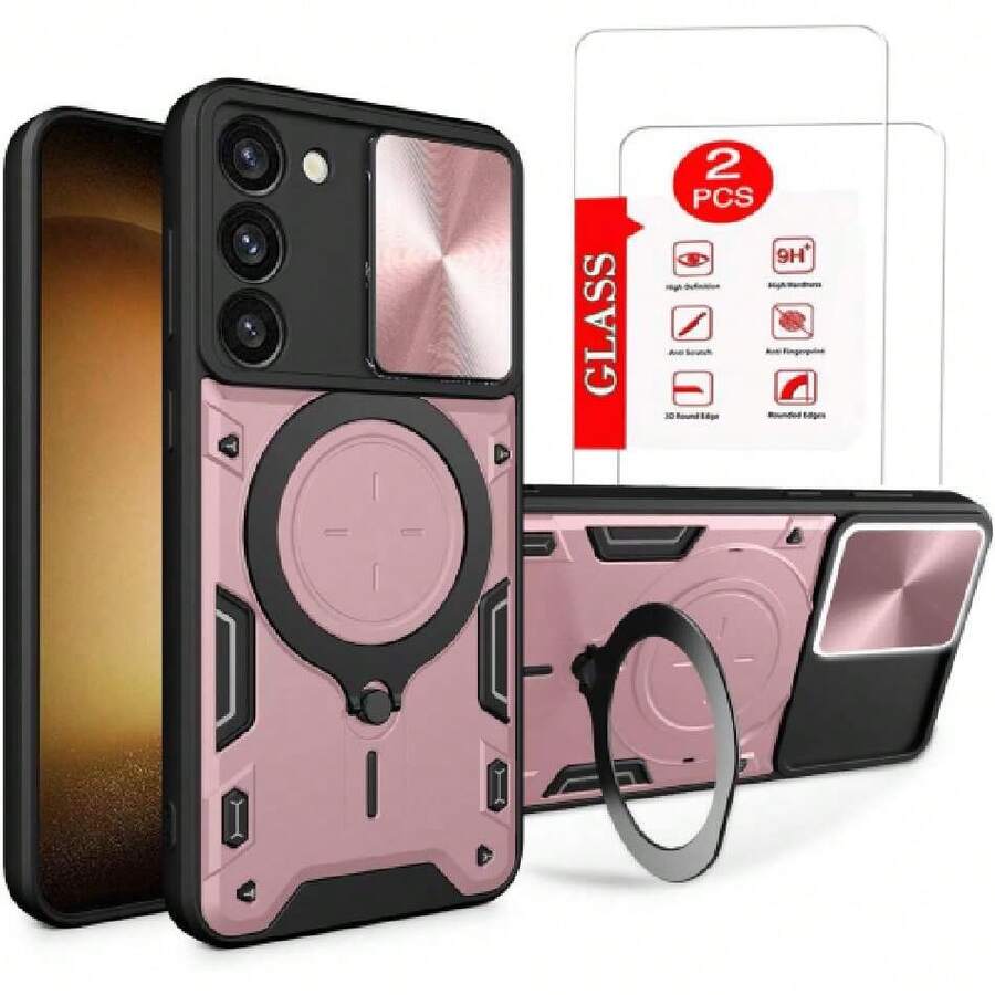 Capa Case For Samsung Galaxy S23 - With Screen Protector And Built-In Phone Stand - Pink, 42517921 - Neon - View 1