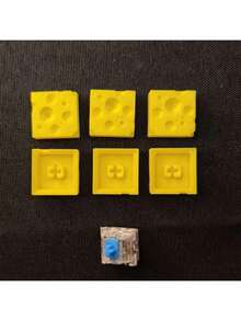 Cute Cheese Mechanical Keyboard Keychain, Office Stress Relief Keyboard Pendant, Teens Pressure Release Accessory, Give One To Friends, Easy Stress Relief - Multicolor - View 3