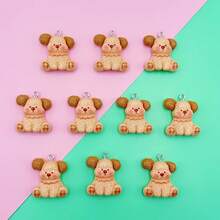 10/20PCSof Charms Plush Sitting Dog Resin Pendants Suitable For Handmade Jewelry, Earrings, Necklaces, Bracelets, Bag Charms, Creative Gifts, And Party Additions - Multicolor - View 1