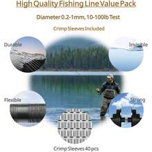 000Aboda Clear Fishing Line 0.2-1 Mm, Strong Invisible Nylon Fishing Wire 8-100 Lb Test Includes Crimp Sleeves, Clear String For Hanging Decorations Balloons Garlands Crafts & Jewelry-1 - 0.3mm, 656ft, 17lb - View 2
