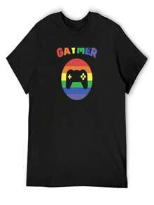 Gaymer Pride LGBT - Rainbow Flag Gay Lesbian T-Shirt Gifts Topping Animal Print T Shirt - 黑色 - 查看 1