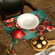 2 pezzi Tovagliette con motivo frutta, stile minimalista per colazione, decorazione tavolo da pranzo, accessori da cucina, tovagliette in lino, sottobicchieri, presine, sottopiatti, facili da pulire, adatte per casa, ristorante, sala da pranzo, set - Multicolore - Visualizzare 4