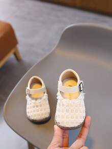 1 đôi giày cho bé gái, giày lưới chống trơn trượt dễ thương kiểu công chúa cho bé gái tập đi, đế mềm nhẹ, thích hợp cho bé tập bò, mùa xuân/hè/thu/đông. - Màu be - Xem 1