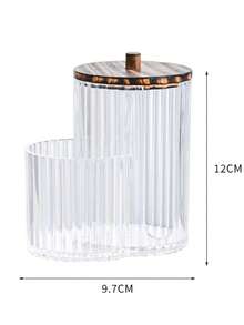 二合一竹盖棉签盒，卸妆棉和粉扑双隔层收纳盒，带盖，防尘 - 彩色 - 查看 13