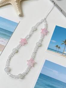 1件夏季海洋元素海星水晶珍珠闪亮手机绳，ins风女士可爱沙滩度假风夏季手机绳吊坠包包吊坠 - 彩色 - 查看 7