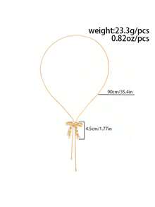 1件优雅几何细链金属蝴蝶结吊坠迷人珠宝Y形流苏长项链，奢华别致，适合婚礼、派对、度假、休闲、街头风格，女士及情侣适用，节日、生日，百搭礼物 - 項鍊 - 查看 5