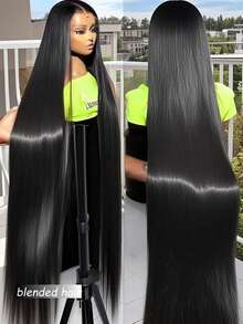 Straight Lace Front Wigs Human Blended Hair 13x4 Lace Frontal Wigs 180 Density Unprocessed Brazilian Straight Virgin Human Blended Hair Wigs Pre Plucked With Baby Hair For Women 8-36 Inch Natural Black - Natural & Black - View 5