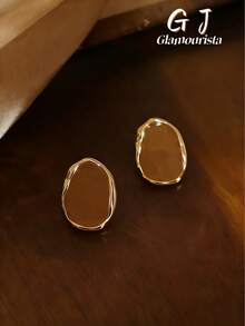 1 Đôi bông tai màu đen kiểu Hồng Kông cổ điển, thiết kế hình học tối giản sang trọng, phù hợp để đeo hàng ngày và trong các dịp lễ hội. - Màu Khaki - Xem 1