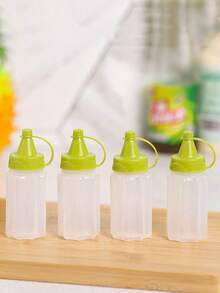 4/8pcs Portable Condiment Squeeze Bottles, Outdoor Camping Mini Transparent Sauce Containers - Multicolor - View 9