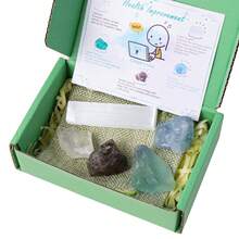 5件套天然紫水晶和透石膏脉轮水晶石套装 – 灵气疗愈瑜伽宝石收藏礼盒 - 彩色套盒 - 查看 14