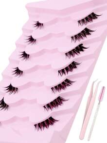 7 Pairs Half Lashes With Clear Band Cat Eye Tail With Eyelash Brush 1/5 PCS & Clip 1 PC Set Elongated Eyelashes Natural Look Wispy Faux Mink Lashes Fluffy Soft False Eyelashes Natural Makeup,Suitable For Christmas Makeup,Lashes, Faux Clis, Lash Cluters, Eyelashes, Magnetic Eyelashes, Lashes Cluers - Half Eyelashes - View 13