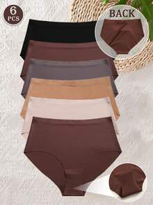 6pcs Women's Casual Comfortable Seamless Invisible Panties - Multicolor - View 2
