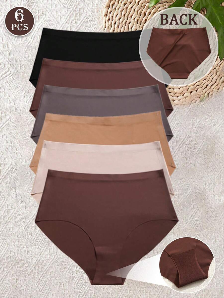 6pcs Women's Casual Comfortable Seamless Invisible Panties