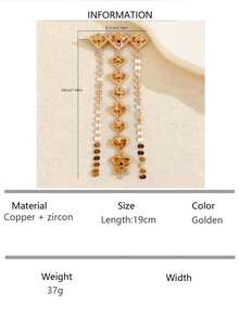 1 chiếc dây chuyền cài tóc hình trái tim đính đá zirconia tổng hợp, bằng đồng, thích hợp cho phụ nữ dự tiệc, dạ hội, lễ hội. - Vàng - Xem 7