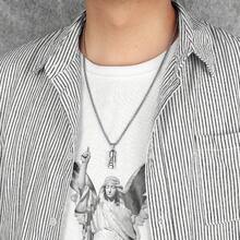 摩艾石像吊坠项链，316L不锈钢材质，男士嘻哈朋克摇滚风，适合男士骑行饰品，创意圣诞礼物 - 銀色 - 查看 3