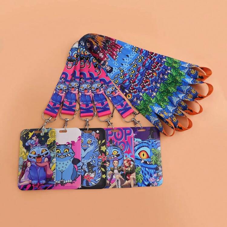 1件装 K-Pop 女团挂绳钥匙扣，可作身份证卡套和手机防丢挂绳，可爱女粉丝礼物（款式随机） - 彩色 - 查看 4