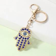 6件套法蒂玛手形钥匙扣，欧美棕榈眼钥匙圈，女士包包配饰，吊坠，闪亮字母波西米亚锌合金饰品，夏季 - 彩色 - 查看 6