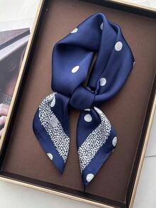 1pc Solid Color Neckerchief, Women's Small Shawl Scarf Headband, 70x70cm Square Headscarf - 綠色粉末 - 查看 1