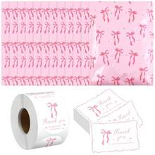 Juego de 800 sobres de polietileno con lazo rosa de 10 x 13 pulgadas impermeables autoadhesivas lindas bolsas de envío con tarjetas de agradecimiento y calcomanías para sobres de - como en la foto - Ver 7