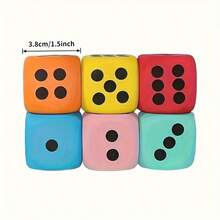 1 pieza Juego de dados de espuma suave EVA - Dados de espuma de poliuretano extra grandes, bordes suaves, disponibles en rosa, amarillo, rojo, azul, verde, blanco - Ideal para fiestas - Multicolor - Ver 6