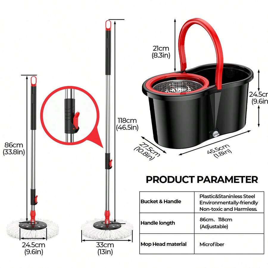 Three Best-Selling Rotating Mop Bucket Sets, Suitable For Both Wet And Dry Use. Each Set Includes A 360° Rotating Mop Bucket System, Three Microfiber Mop Heads, And A 61-Inch Adjustable Stainless Steel Handle For Effective Floor Cleaning. - TB01 - View 1