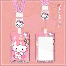 2pcs Set [Sleeve + Lanyard], Sanrio Lanyard Card Holder [Licensed] Hello Kitty Campus Photo Holder, Student Stationery Meal Card, Woven Lanyard Bus Card, Storage Box Keychain, Student Cartoon Protective Case, Transit Pass ID Card Holder Set, Valentine's Day Couple Transparent Long Lanyard - Multicolor - View 13