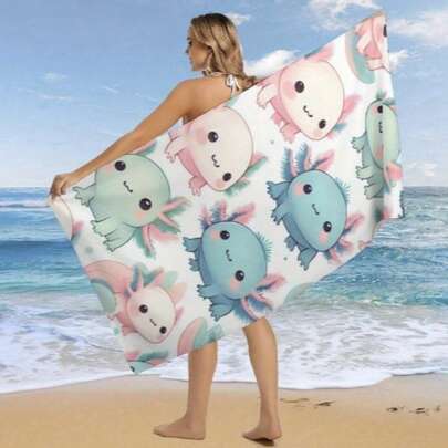 1 chiếc khăn tắm biển hoạt hình hình kỳ giông Mexico siêu mềm - Chất liệu polyester, nhẹ, có thể giặt máy, thấm hút tốt, đa năng dùng cho thể thao, spa, yoga, khách sạn, phòng tập gym.