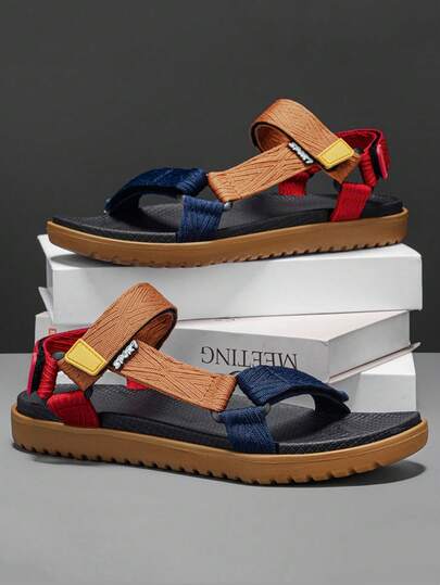 Herrskor med öppen tå och andningsbar passform, bekväma och halkfria vardagsskor lämpliga för vandring och vandring utomhus, vår/sommar