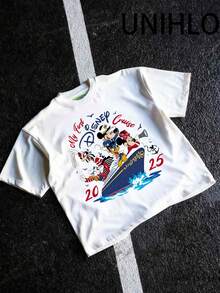 Disney UNIHLO Mickey  Print  Summer Casual Versatile Pure Cotton T-Shirt Suitable For Any Place - White - View 5