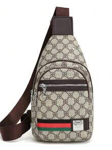 经典男士花卉胸包，时尚百搭斜挎包，大容量多功能轻便单肩包，胸前包，男女通用，带耳机孔，日常通勤包，商务包，礼品，学生包 - A - 查看 13