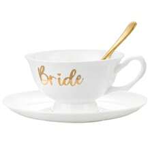 Rtteri - Juego de tazas de té y platillo para novia 7 onzas juego de tazas de té de porcelana para decoración de fiesta té de novia café elegante victoriano color clásico floral - Color vintage - Ver 1