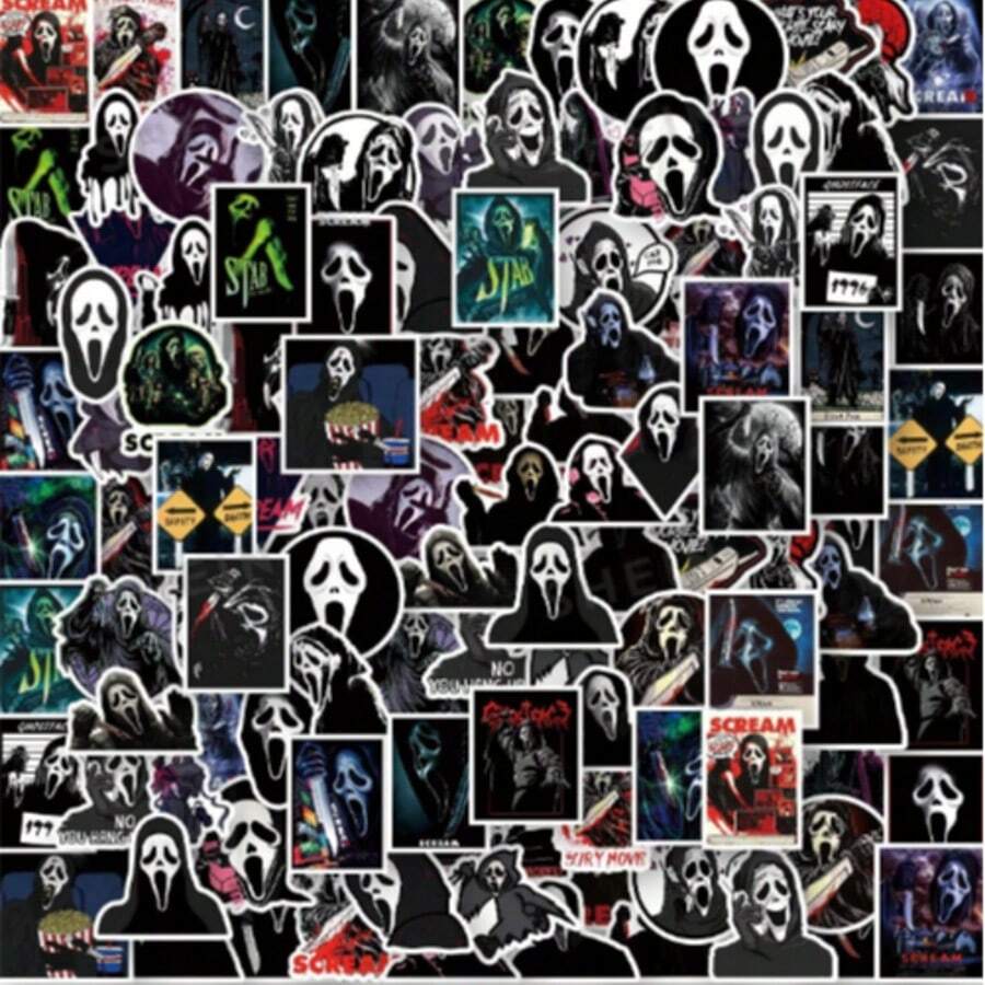 Scream Horror Character Vinyl Stickers, Stylish And Practical, Suitable For Scrapbooks, Diaries, Notebooks, Laptops, Bumpers, Skateboards, Water Bottles, Computers, Phones, Cartoons, Helmets, Car Stickers And Decorative Decals - Multicolor - View 1