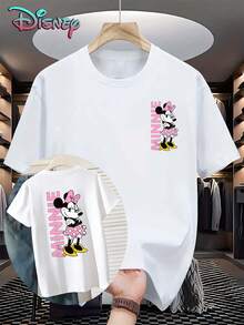 Women's Disney Minnie Mouse White Short Sleeve Cotton T-Shirt, Casual Round Neck Top With Slight Stretch For Everyday Comfort - White - View 1