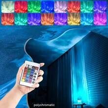 1 Stück RGB Multifunktions-Wellenprojektor mit Fernbedienung, 16 Farben, Mehrfarbige Atmosphäre RGB Würfelleuchte, geeignet für Schlafzimmer, Partyatmosphäre, Valentinstag Restaurant Dekoration, Lichtquelle inklusive - polychromatisches Licht - Übersicht 8