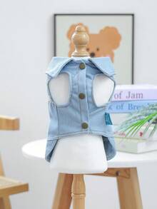 1pc Pet Clothes, Dog/Cat Jacket Coat, Durable Wear-Resistant Outfit For Small Dogs - Wild Jacket - Blue - View 7