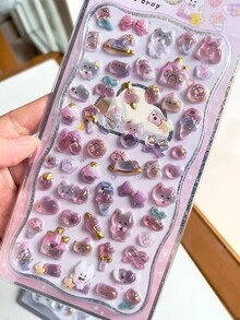 Cristal mini dorado, pegatinas de epoxi, decoraciones en relieve 3D de hámster, conejo, fundas de teléfono, scrapbooking, diario, pegatinas - Multicolor - Ver 11