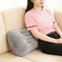 4pcs Inflatable Travel Pillow Set, U-Shaped Neck Pillow, Square Lumbar Pillow, Eye Mask, Earplugs, Dual-Use Waist Cushion For Airplane, Car, Office Nap, Portable Accessories - Set - View 4