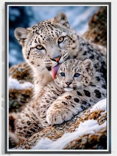 一套5D DIY钻石画套装，动物主题全钻圆形花卉画布艺术画，适合家居卧室、客厅、浴室墙面装饰，节日礼物