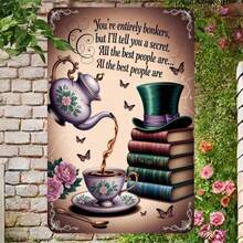 1PC 2D Flat Alice In Wonderland Tea Party Tin Sign Vintage  Metal Sign Print Aesthetic Room Decoration For Home Bedroom Kitchen Bar Dorm Bathroom Wall Decor 8 X 12 Inch Retro Art, Room Decor, Outdoor Wall Decoration Gift, High Quality Printing, Suitable For Farms, Cafes, Bars - Màu be - Xem 1