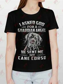 Cane Corso Guardian Angel Back Print T-Shirt - Black - View 1
