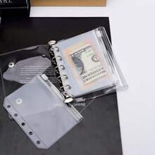 A8活页夹专用透明拉链口袋套装，10个装，5孔设计。这些活页夹袋也可作为迷你现金信封、明信片或零钱袋使用。 - 套裝 - 查看 10