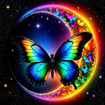 5D DIY Diamond Painting Kit, Size 30x30cm, Butterfly Theme, Round And Square Acrylic Crystals, Full Diamond Mosaic Art, Suitable For Home And Office Wall Decor