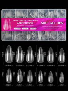 600pcs Almond-Shaped Short Matte Transparent Acrylic False Nail Tips, Semi-Finished Artificial Nails, Suitable For DIY Manicure, Press-On Nails And Other Nail Art Supplies - Multicolor - View 14