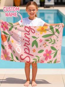 Personalized Children's Beach Towel, Perfect Summer Birthday Gift, Suitable For Various Summer Occasions. Customizable Beach Towel And Accessories, Applicable For Beach, Swimming Pool, Travel, Camping, Yoga And Other Scenarios. - Multicolor - View 6