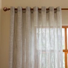 1 tấm rèm vải lanh dày dặn, nhiều màu sắc, thích hợp cho phòng khách, ban công, phòng học, phòng ngủ, mờ nhưng không xuyên thấu. - Màu Xám nhạt - Xem 6