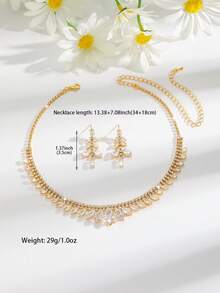 3pcs Luxury Geometric Necklace, Handmade Inlaid Rhinestone, Shiny Fashion Daily Wear Jewelry Women Luxury Geometric Necklace, Handcrafted Shiny Rhinestone Inlay, Elegant Everyday Jewelry - Multicolor - View 2