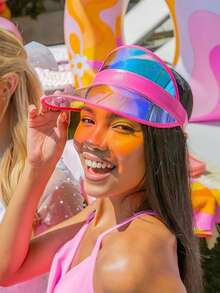 1pc Candy-Colored Sun Hat, Oversized Brim Sports Open-Top Hat, Party Sun Hat, Decorative Hat, Waterproof And Sun-Proof Hat, Holographic Sun Hat, Suitable For Summer Parties, Travel, Beach, Vacation, Holiday Gift For Women, Travel Gift - Laser Version - View 4