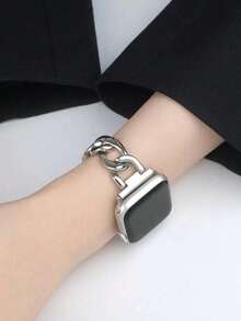 1pc Women's Fashion Smart Watch Band, Compatible With Apple Watch Bands 38/40/41/42/44/45/46/49mm, Elegant Durable Anti-Oxidation Silver Stainless Steel Metal Smart Watch Strap, Compatible With Apple Watch Series Ultra 2/SE 11/10/9/8/7/6/5/4/3/2/1, Stylish Bracelet, Women's Valentine's Day Gift, Smart Watch Accessory - Silver - View 6