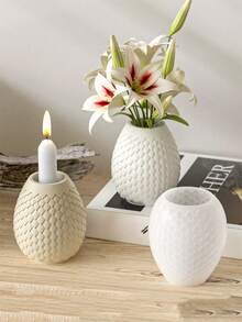 Flowerpot Plant Cement Clay Gypsum Silicone Mold Dragon's Egg Scale Relief Vase Shape DIY Stripe Scented Fragrance Bottle Epoxy Resin Crafts Molds Silicone Molds Candle Holder Making Plaster Molds Pen Storage Mold - White Silicone Mold - View 1